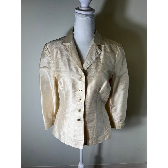 Maggy London Cream Silk Jacket and Lace Skirt Suit Sz 10 - Picture 1 of 8